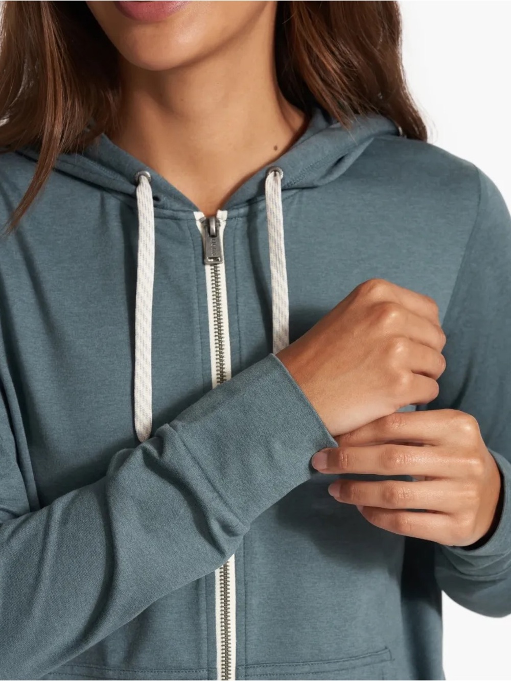 New Vuori Halo Casual Zip-Up Hoodie in Teal Green - Picture 5 of 7
